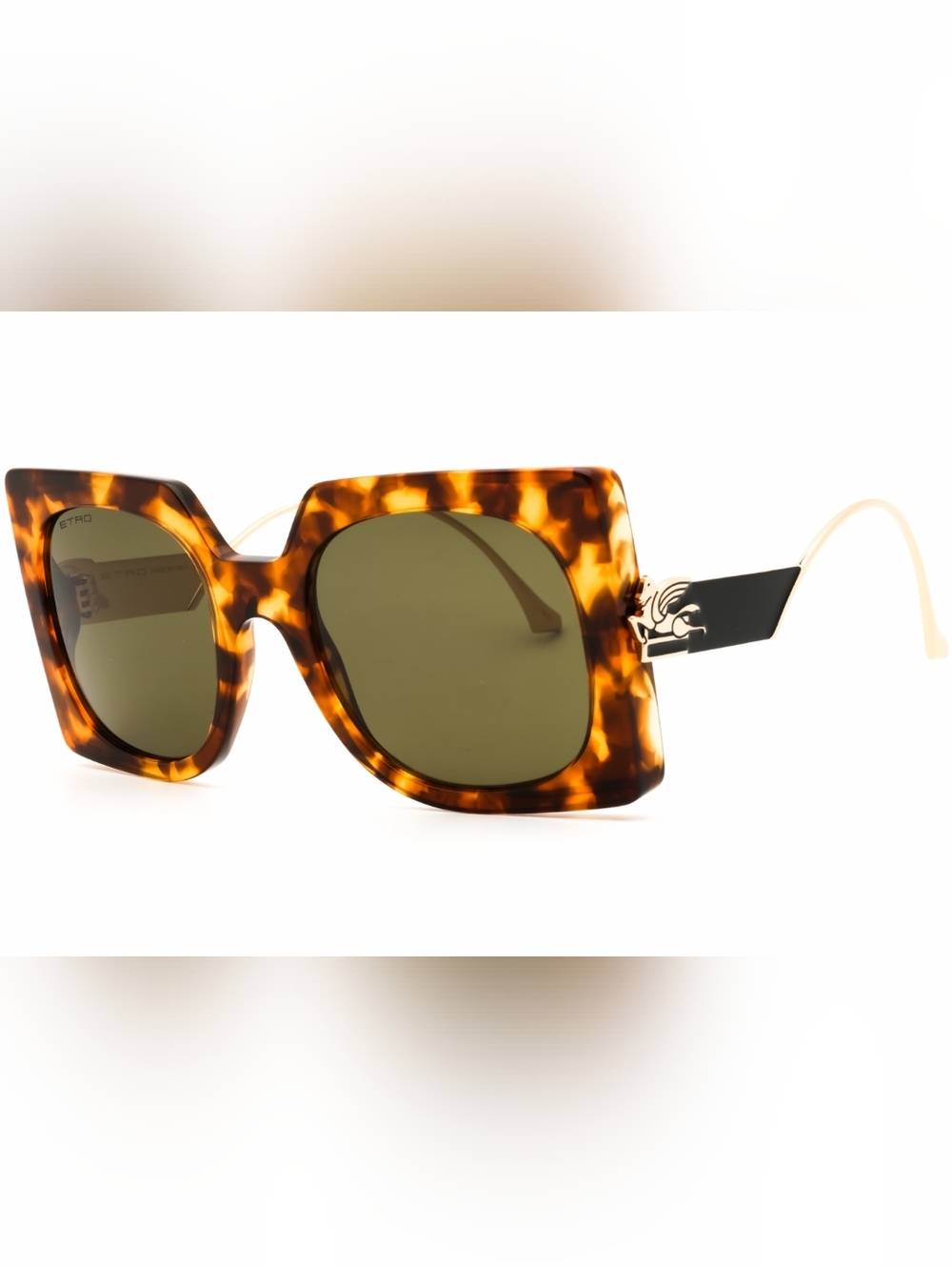 Etro Tortoiseshell Square Sunglasses with Green Lenses